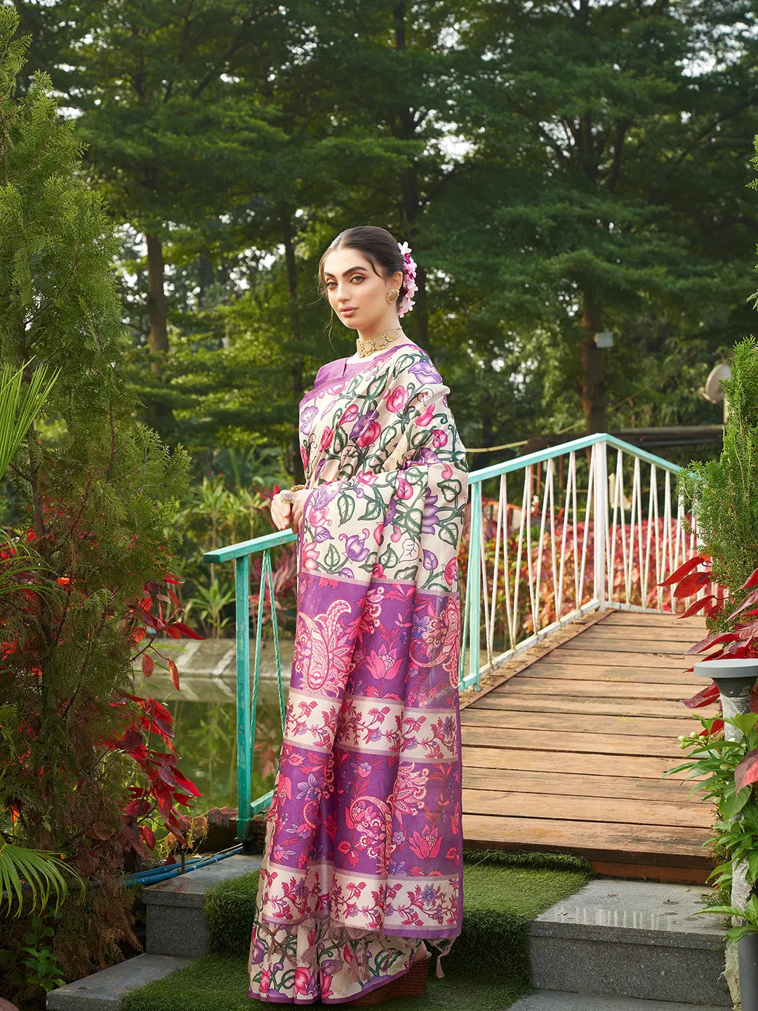 Soft Tussar Silk Kalamkari Printed Saree
