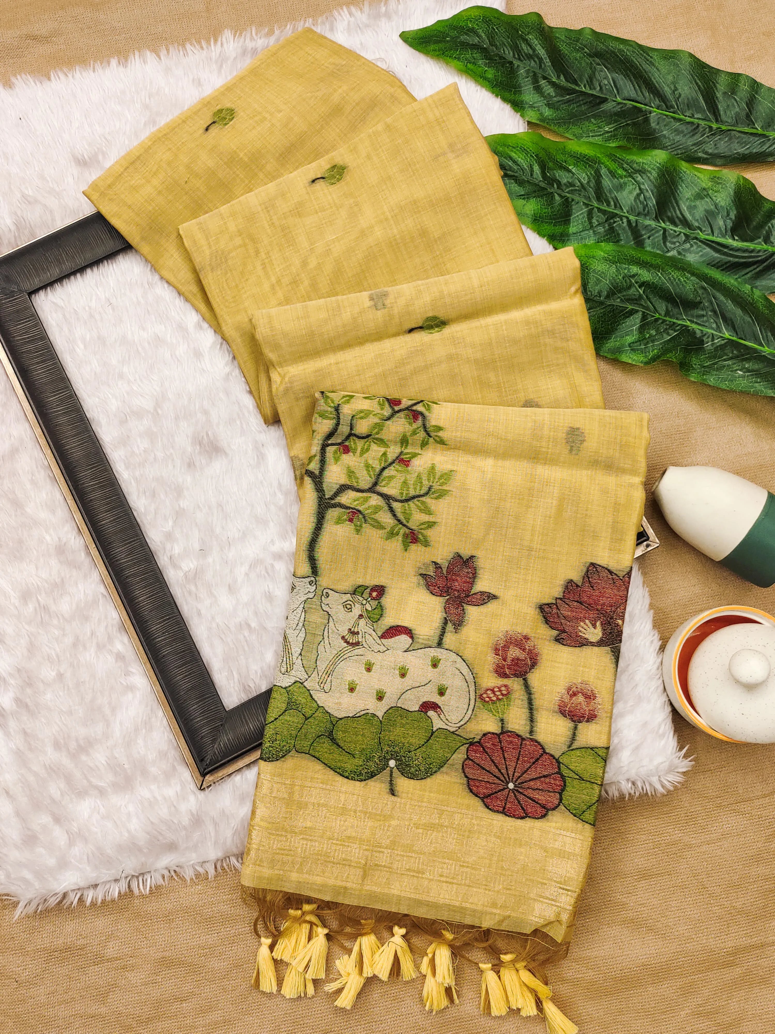 Soft Muga Cotton Pichwai Pallu Saree