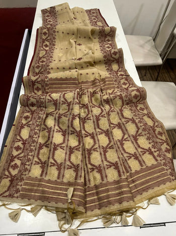 Soft Muga Cotton Jamdani Weave Saree
