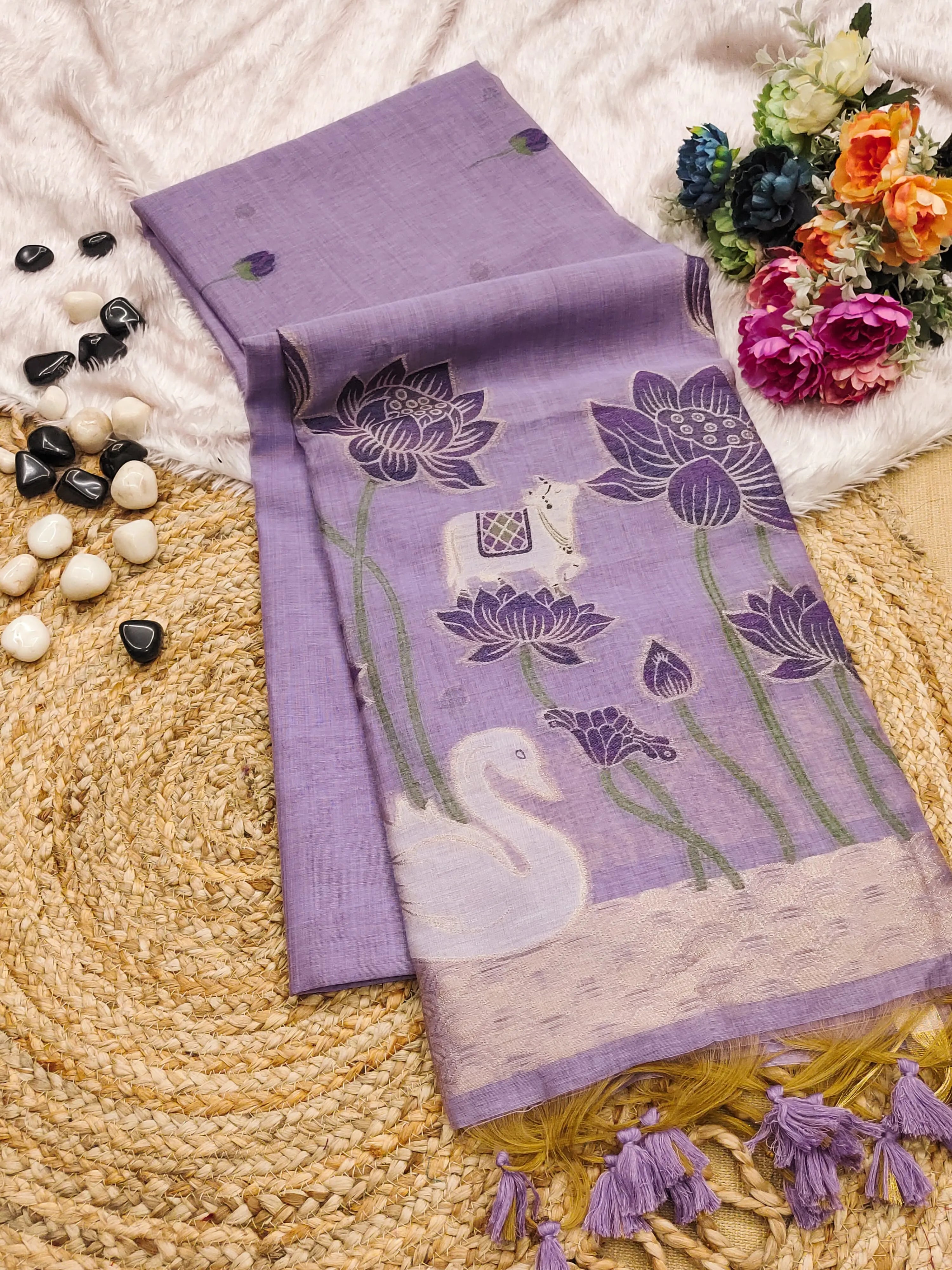 Soft Muga Cotton Colorful Reshami Weaving Saree