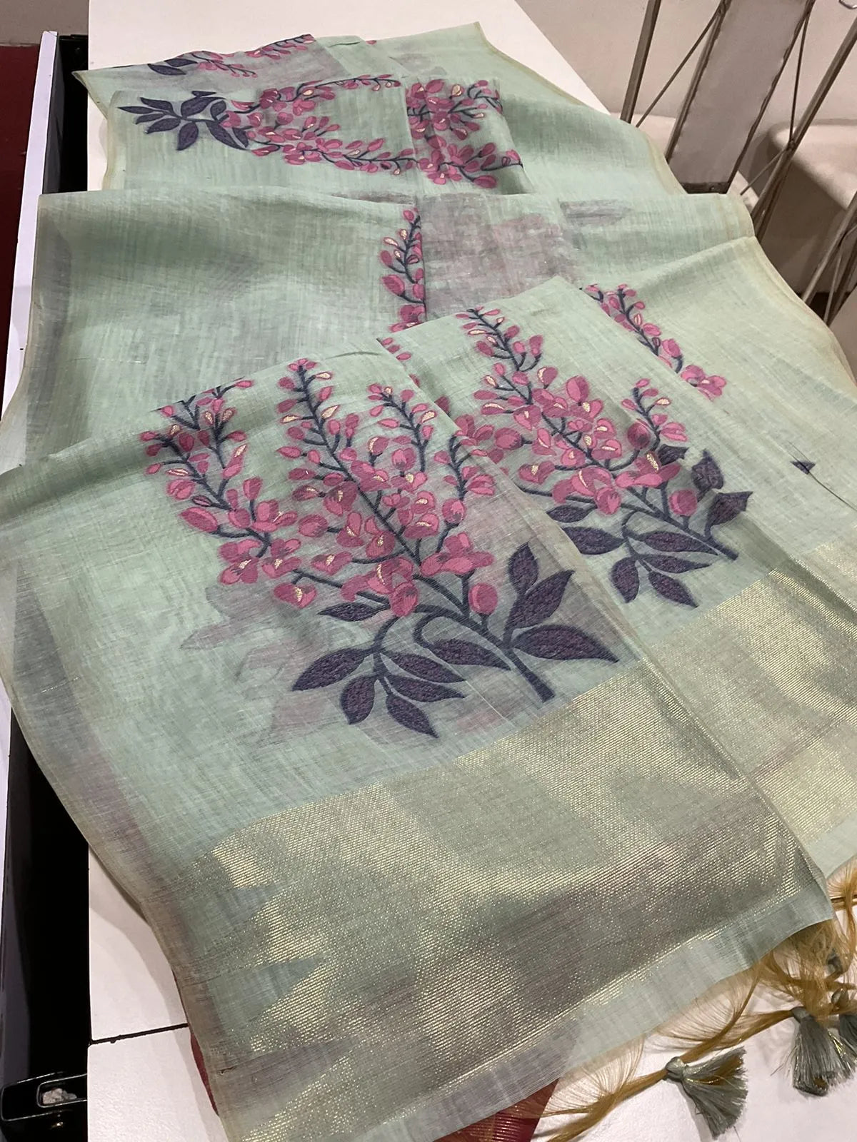 Classic Muga Cotton Floral Saree