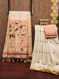 Premium Soft Muga Cotton Colorful Resham Weaving Saree (Product Code: AS-845)