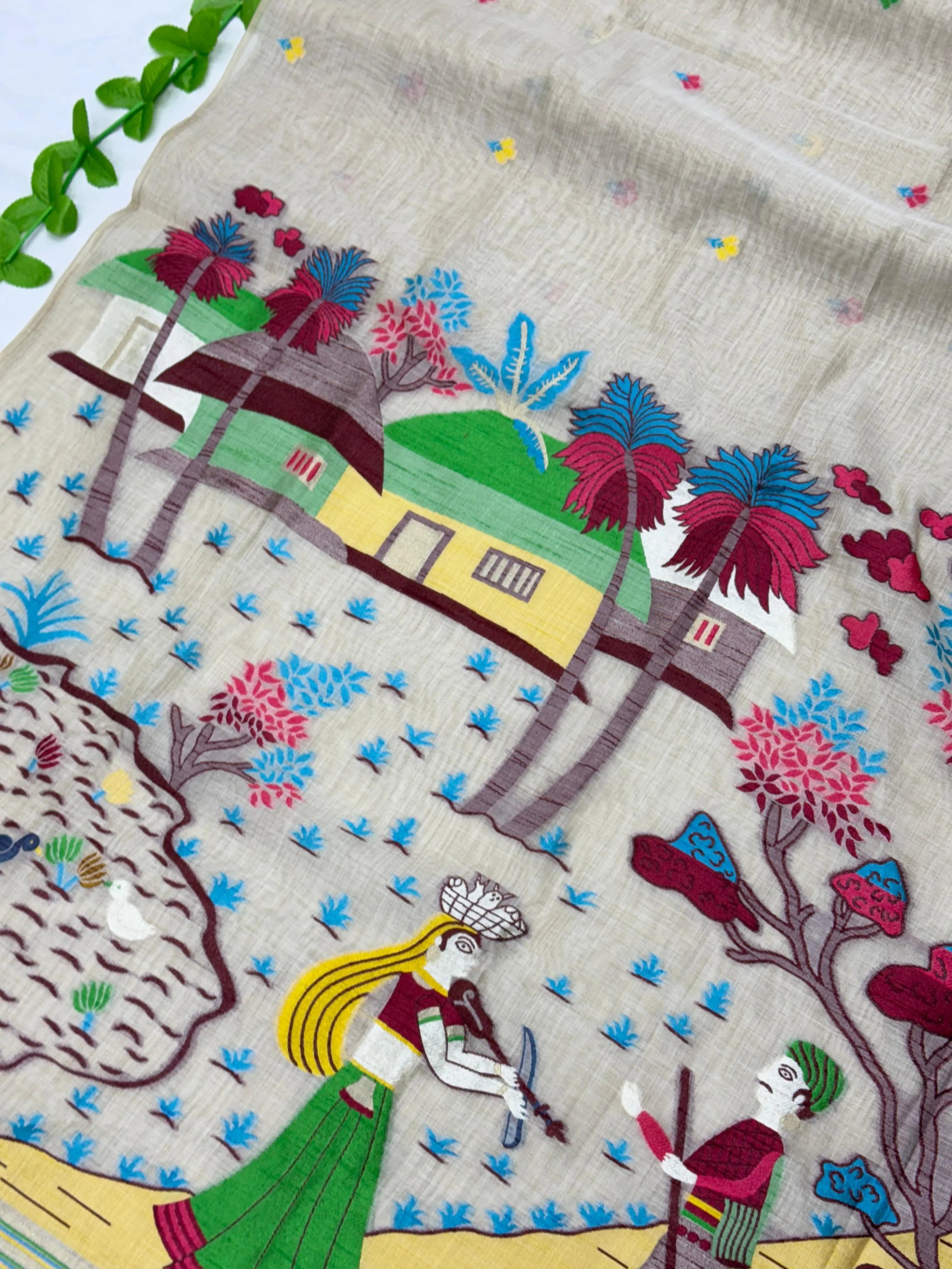 Premium Soft Muga Cotton Jamdani Saree