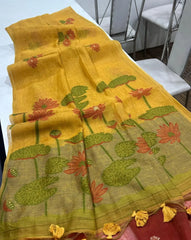 Premium Soft Pichwai Pallu Muga Cotton Saree