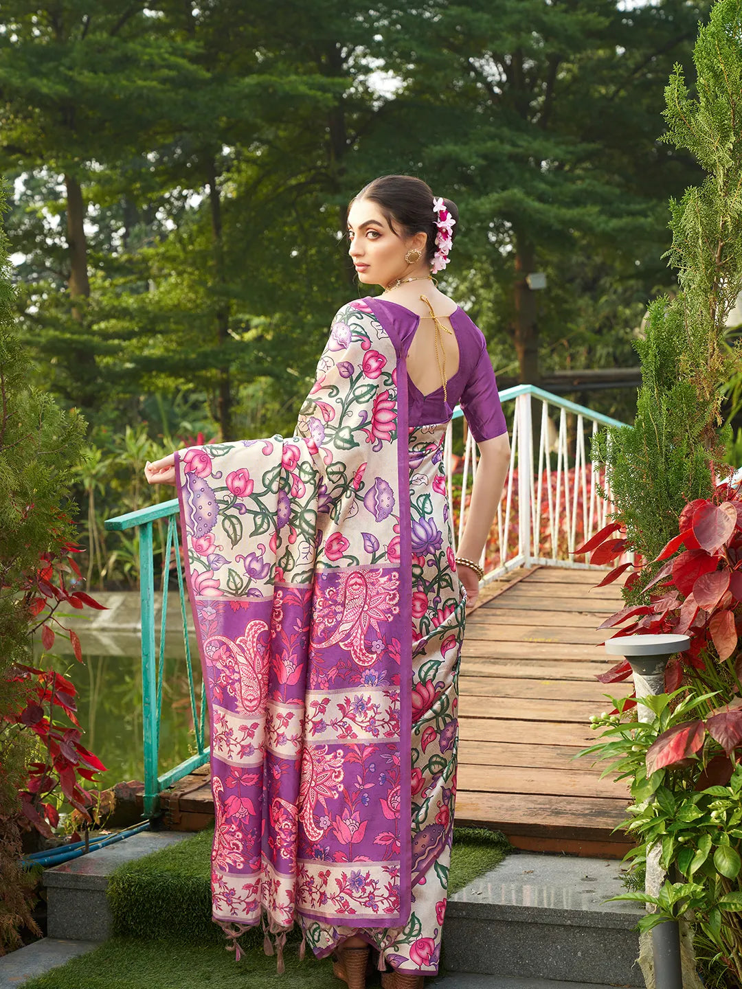 Soft Tussar Silk Kalamkari Printed Saree