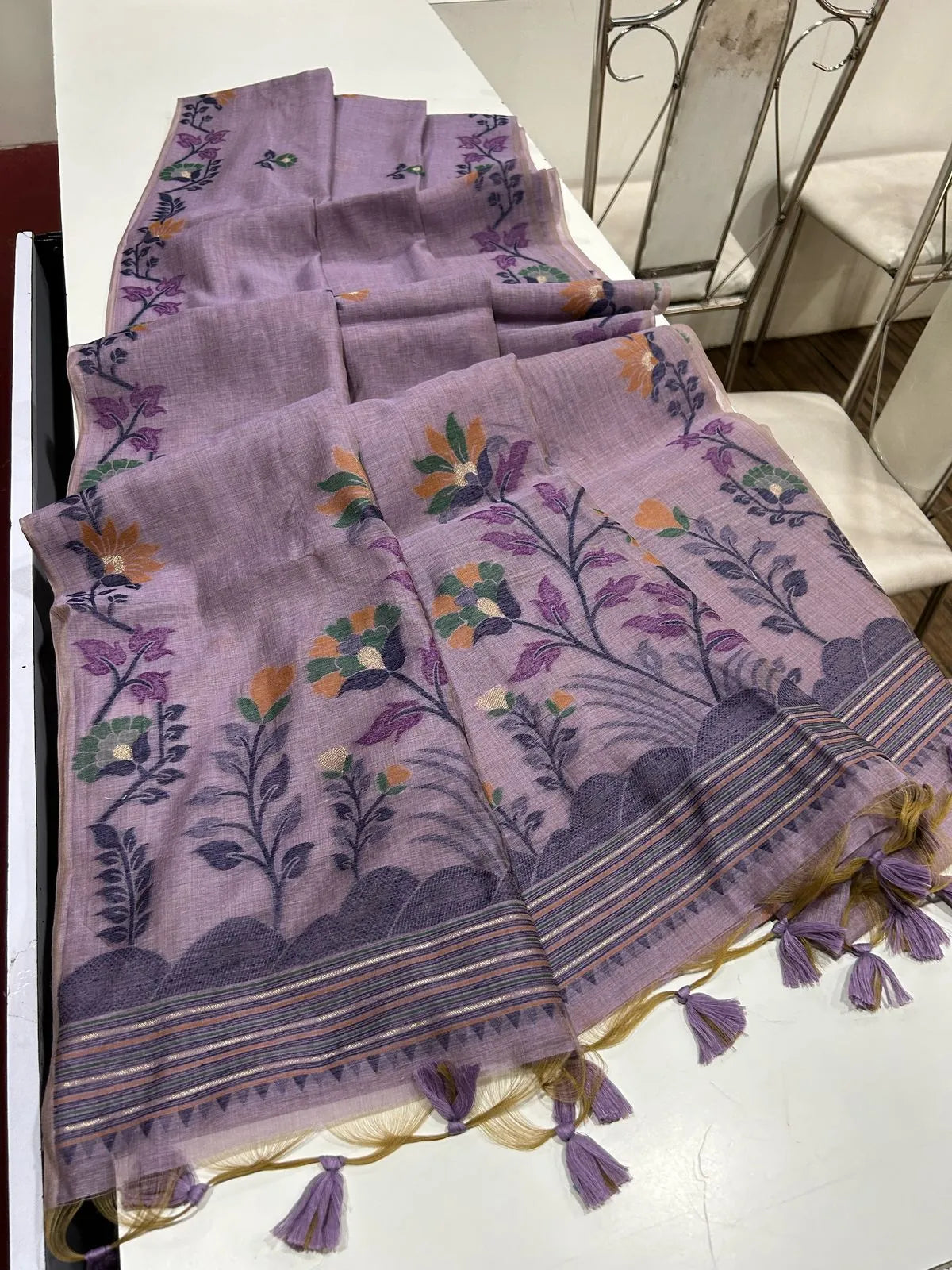 Soft Muga Cotton Jamdani Concept Saree