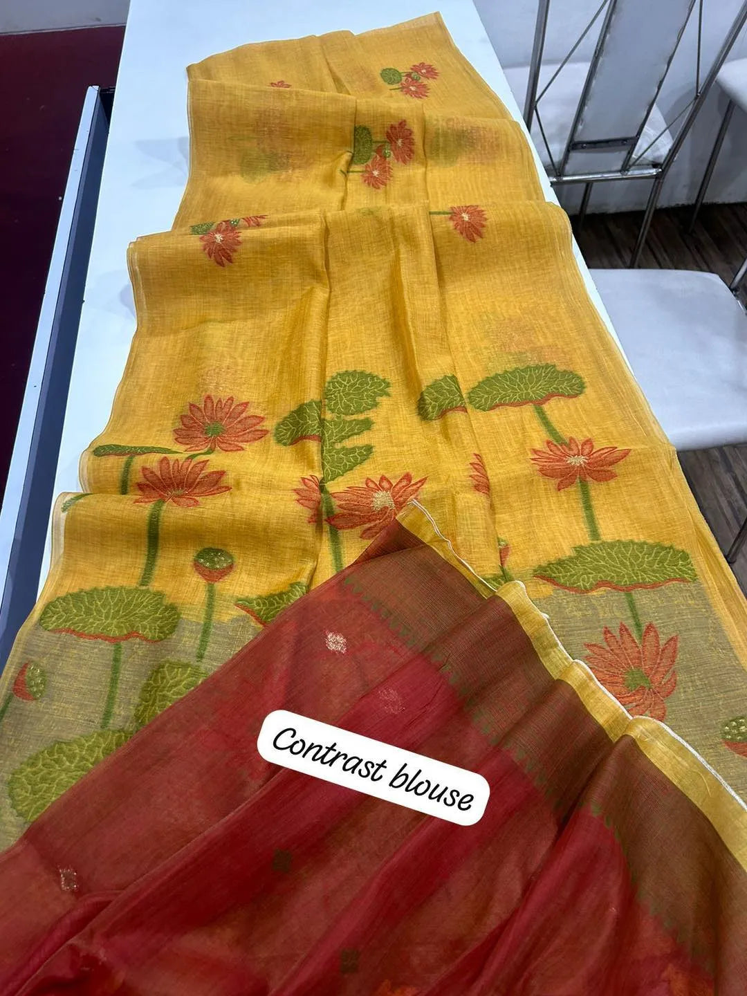 Premium Soft Pichwai Pallu Muga Cotton Saree