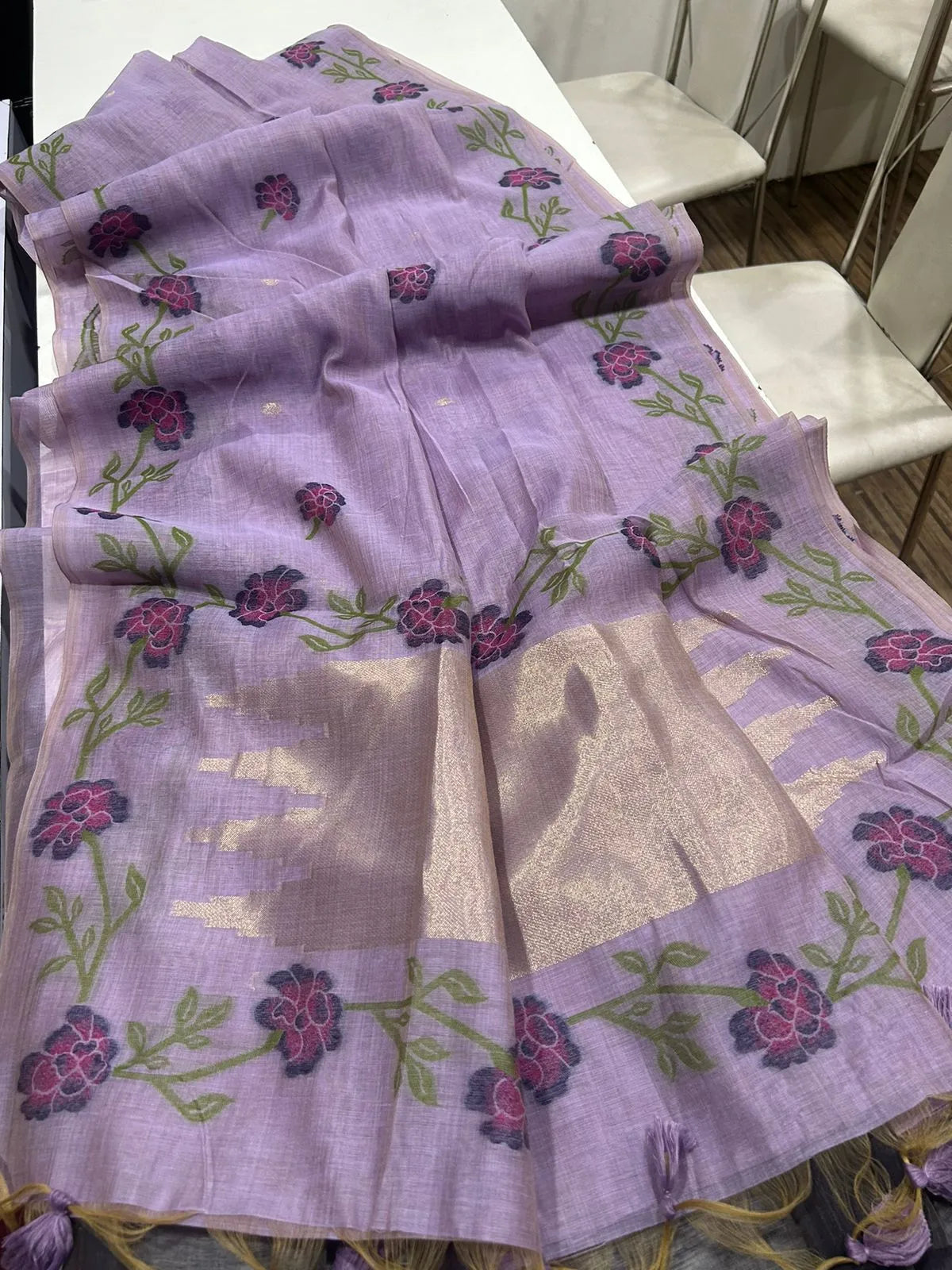 Premium Soft Muga Silk Jamdani Saree