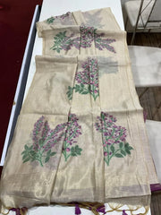 Floral Weave Muga Cotton Saree