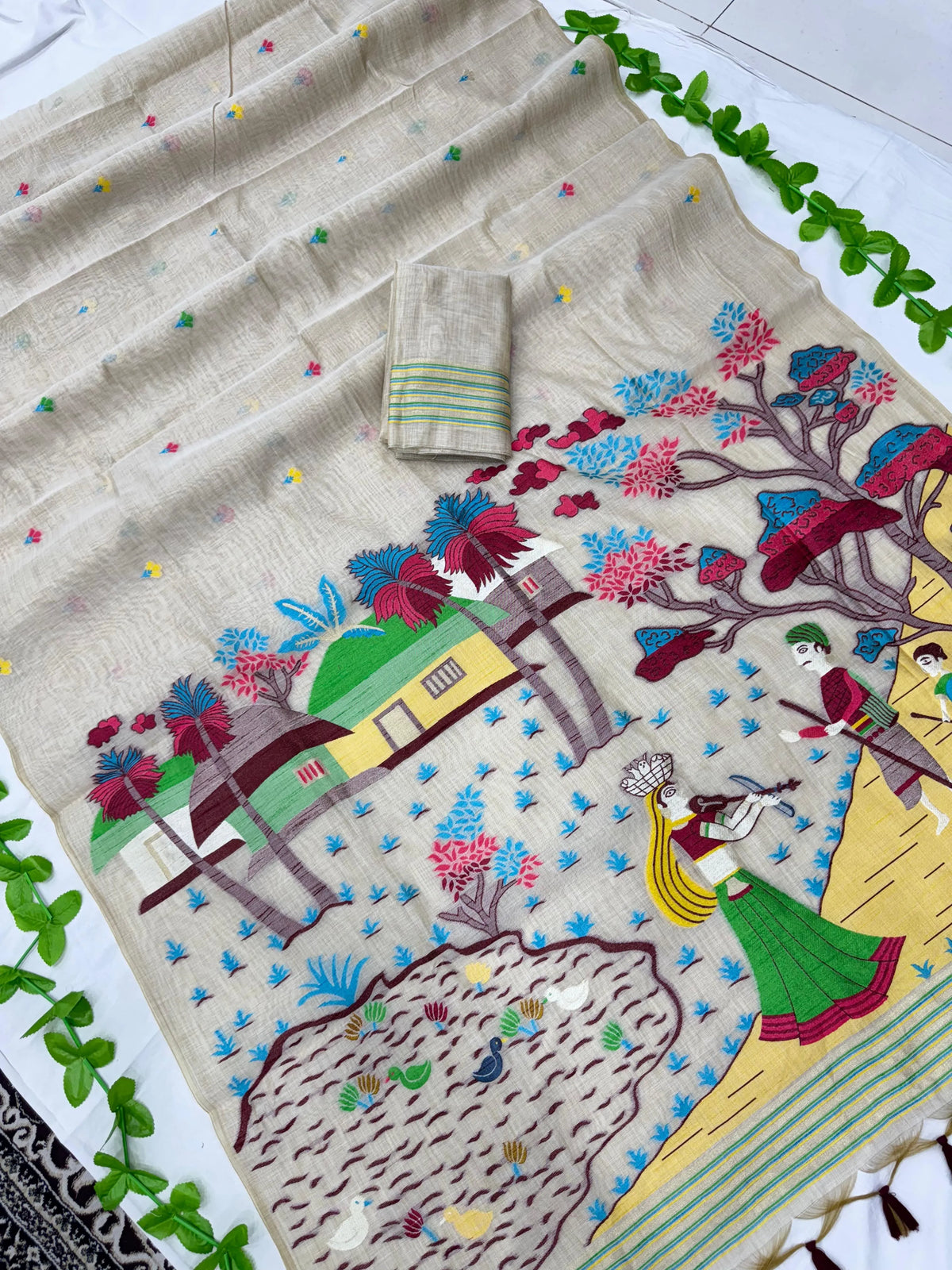 Premium Soft Muga Cotton Jamdani Saree