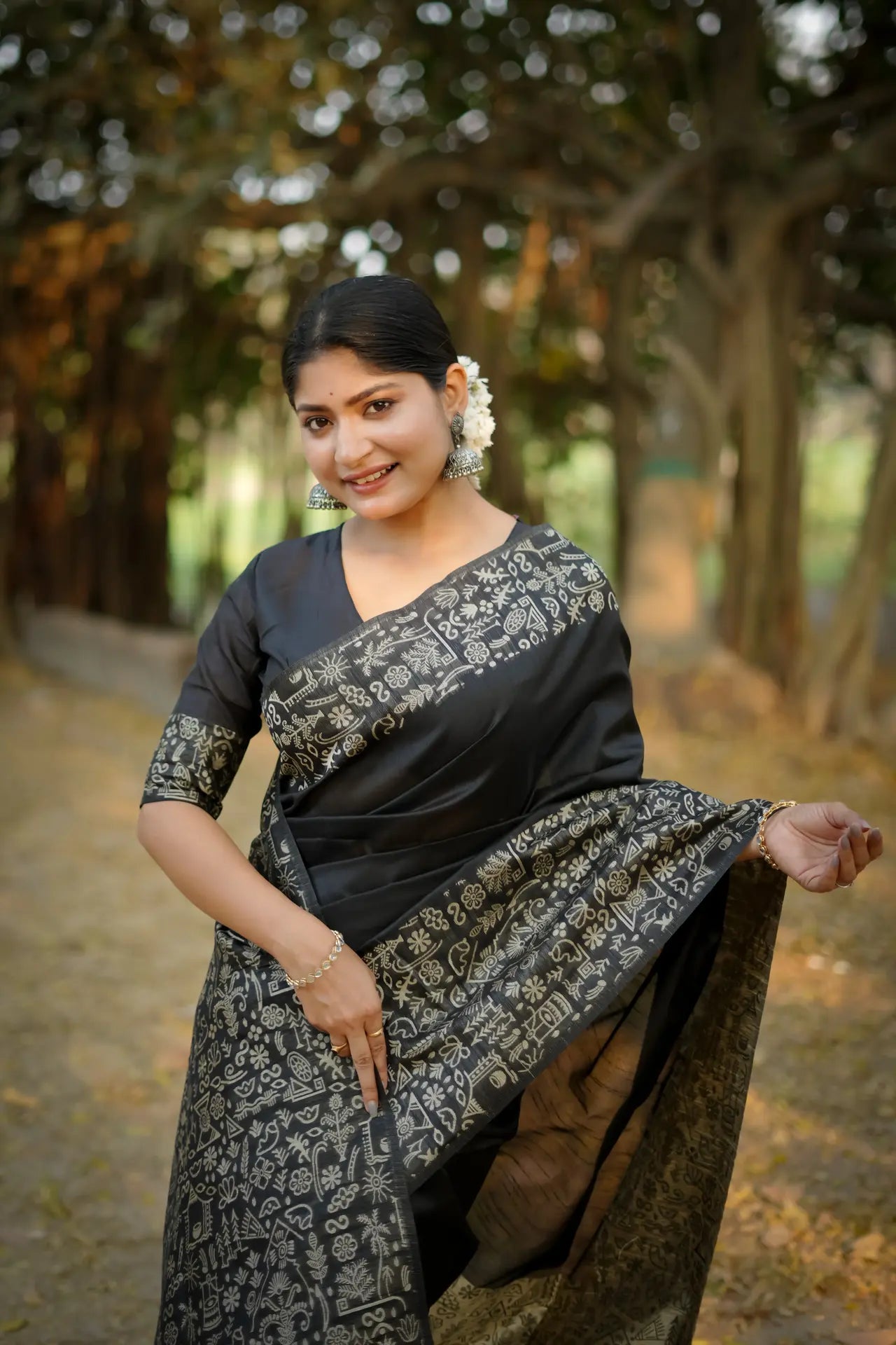 Handloom Tussar Silk Printed Saree