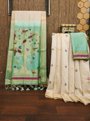 Premium Soft Muga Cotton Colorful Resham Weaving Saree