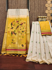 Premium Soft Muga Cotton Colorful Resham Weaving Saree