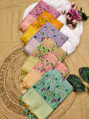 Soft Floral Chanderi Cotton Jamdani Saree