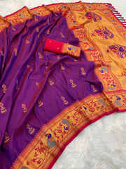 Traditional Jumkha Soft Silk Paithani Saree