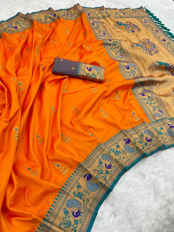 Traditional Jumkha Soft Silk Paithani Saree