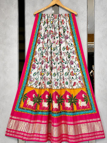 Pure Gaji SIlk Pink Pichwai Dupatta