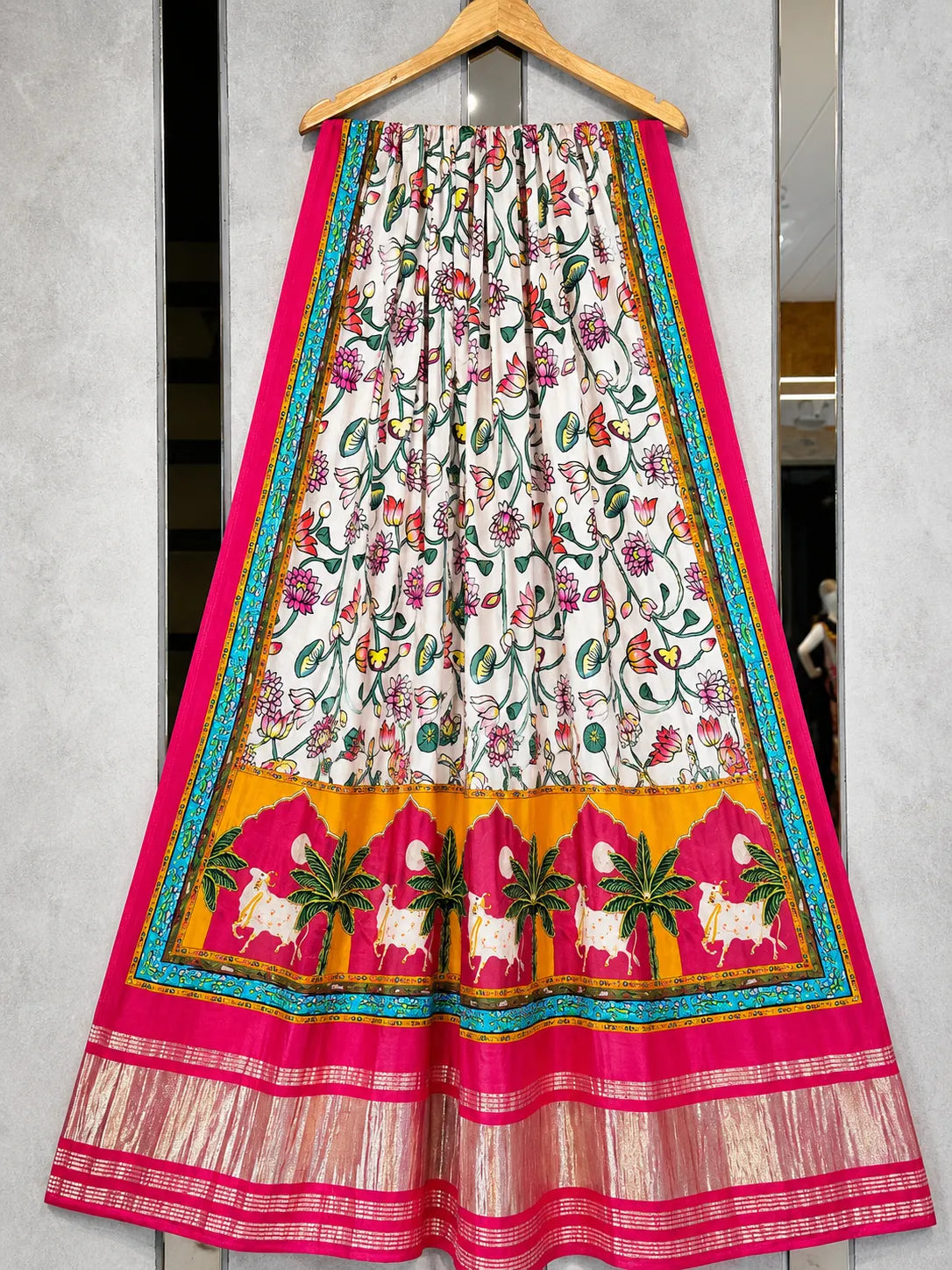 Pure Gaji SIlk Pink Pichwai Dupatta
