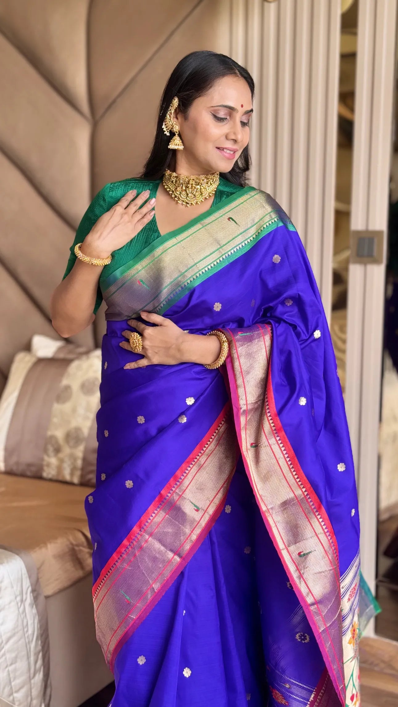 Ganga Jamuna Border Combination Paithani Saree