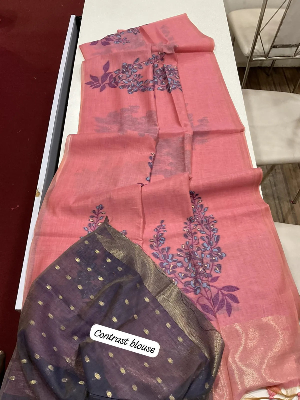Classic Muga Cotton Floral Saree