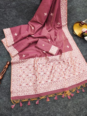 Premium Chanderi Cotton Traditional Jamdani Saree