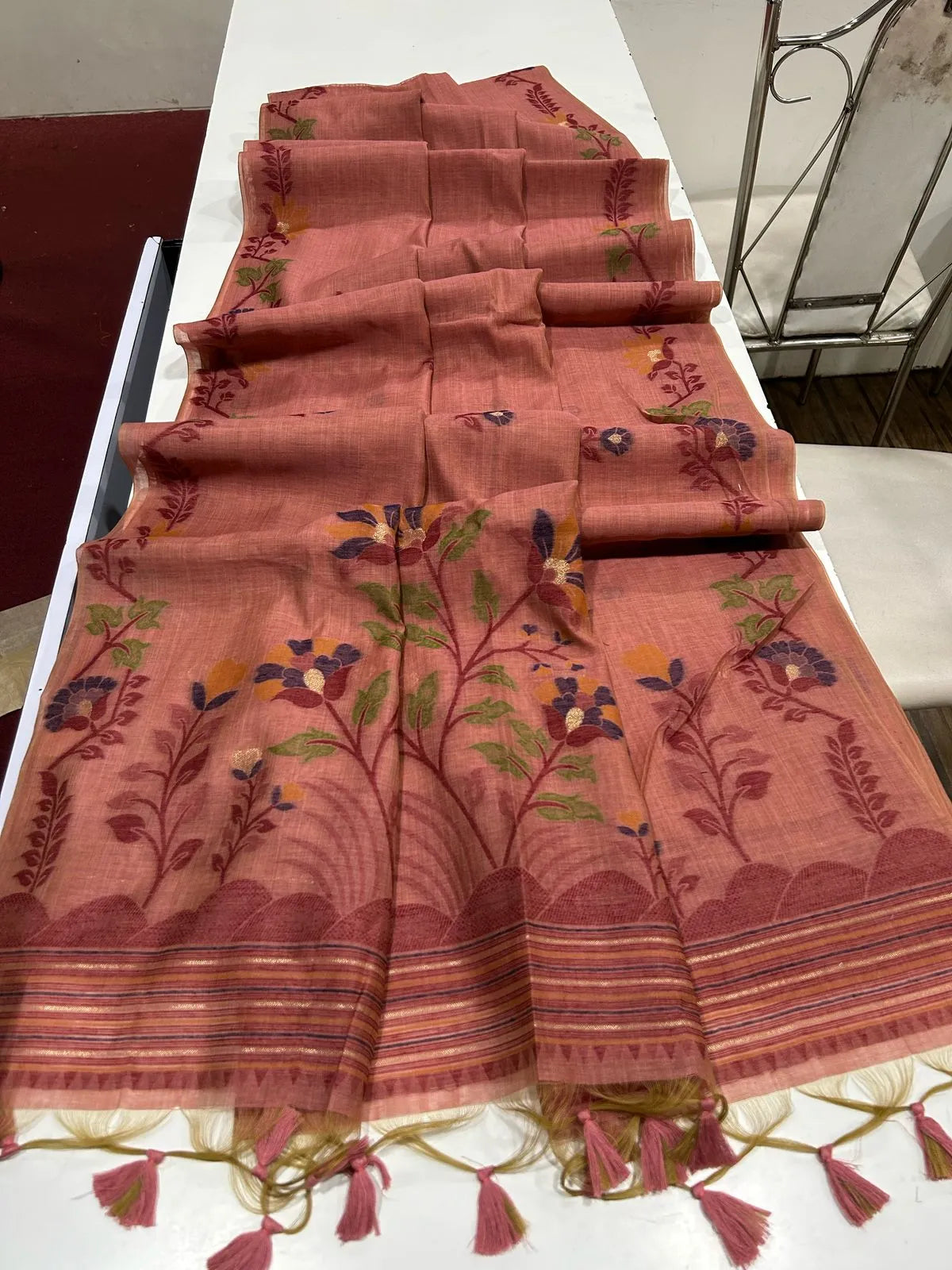Soft Muga Cotton Jamdani Concept Saree