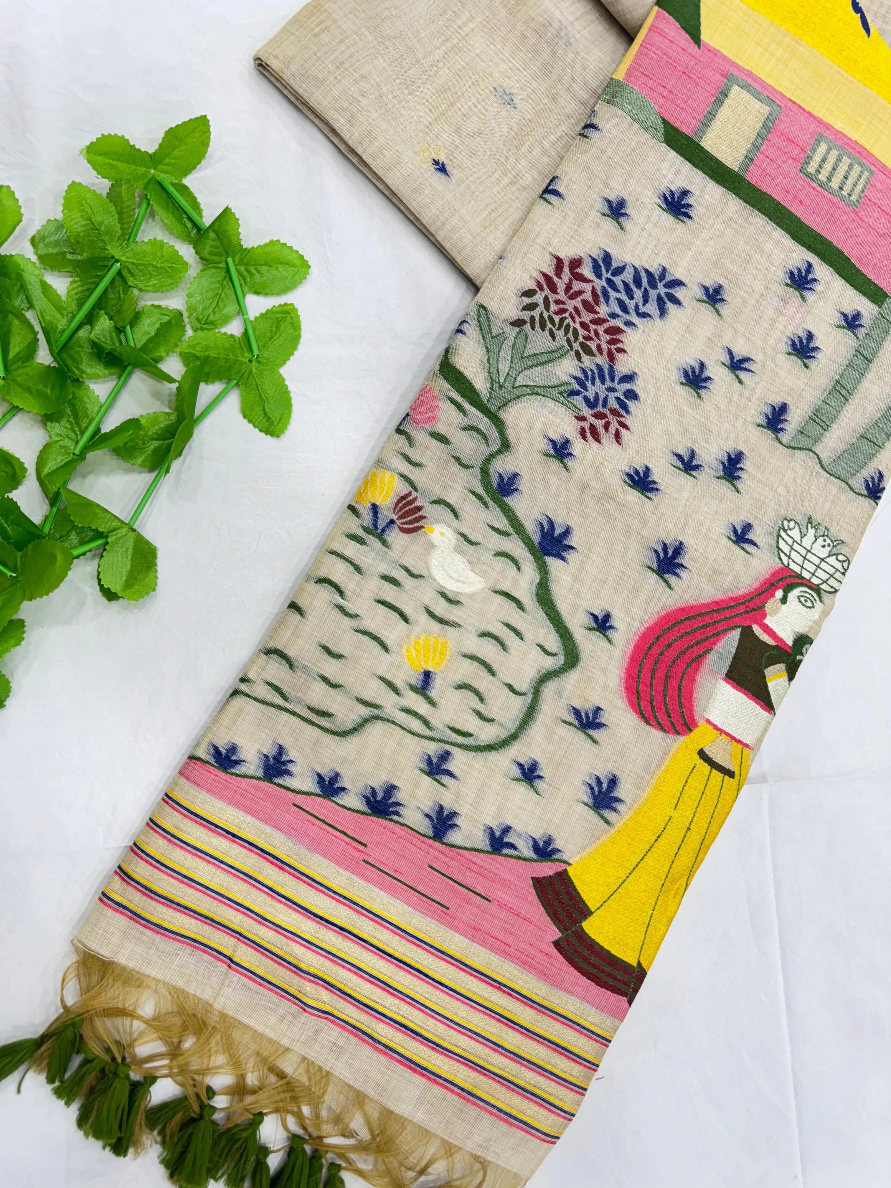 Premium Soft Muga Cotton Jamdani Saree