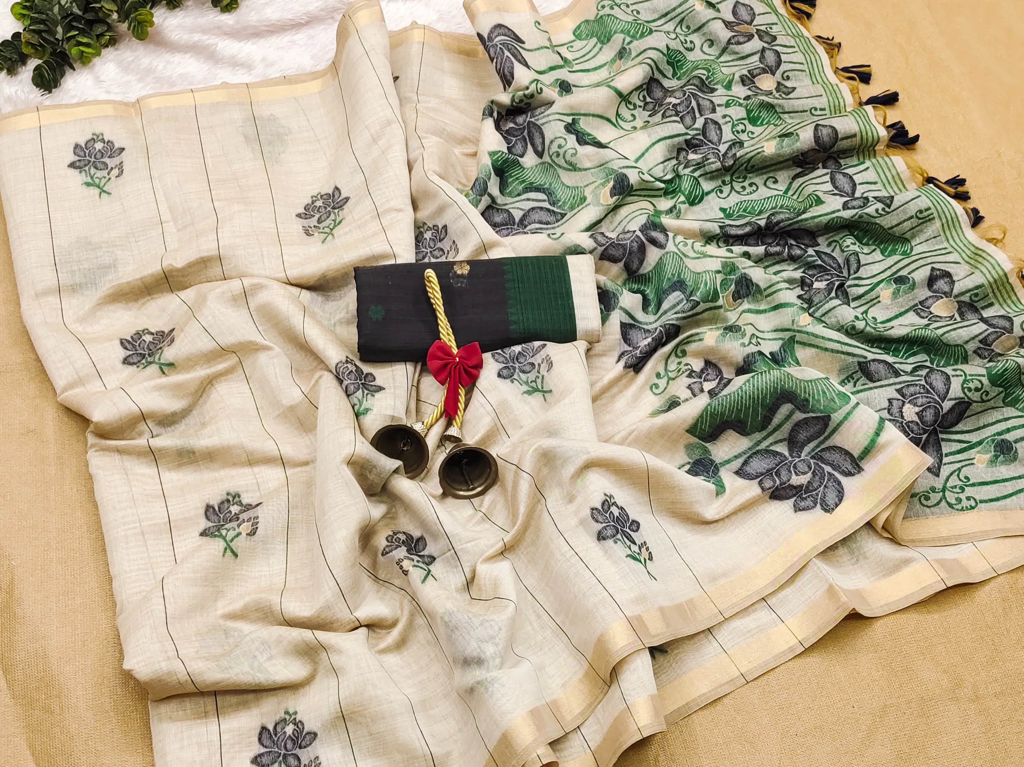 Soft Muga Cotton Saree with Resham Pallu