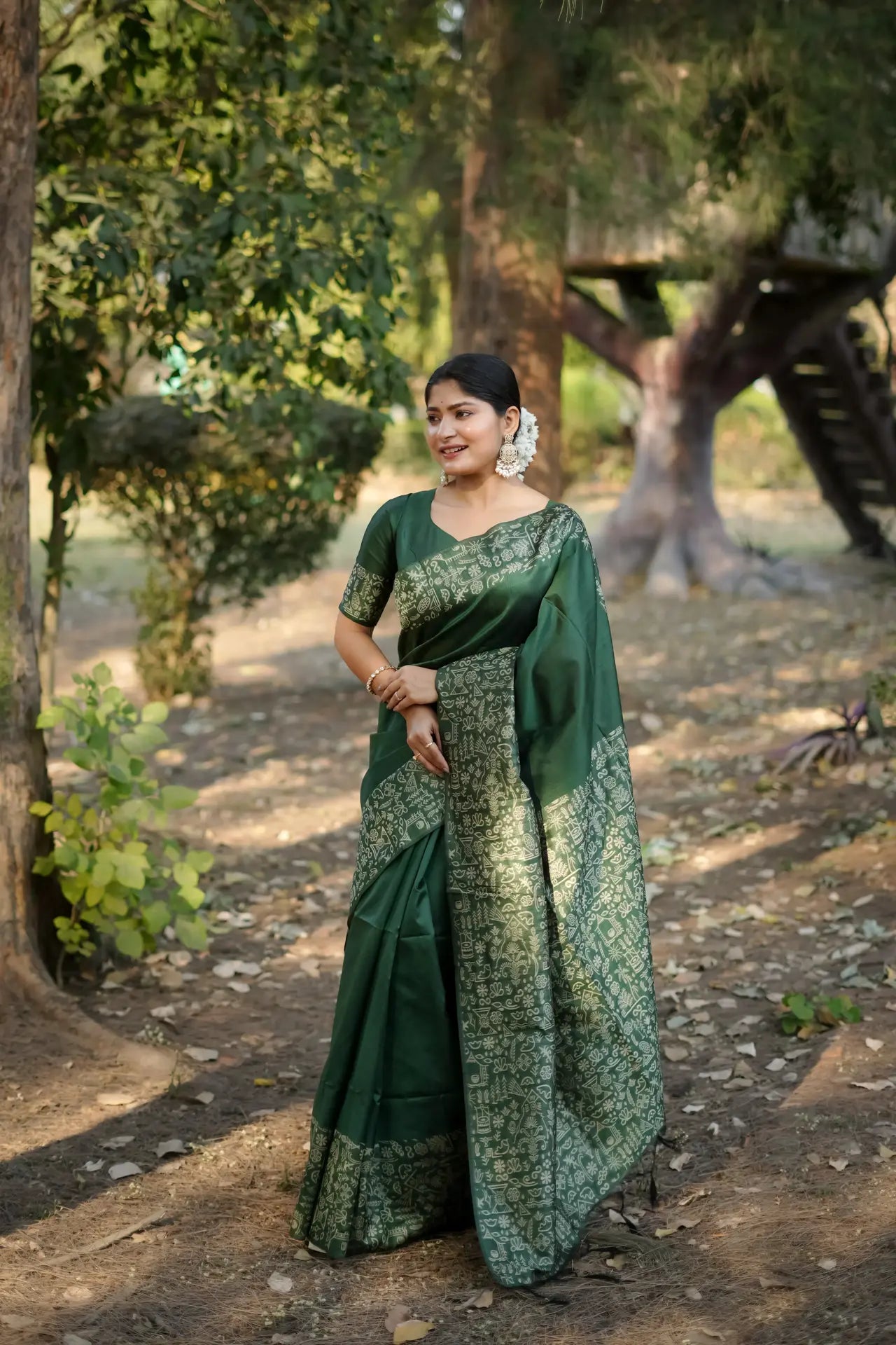 Handloom Tussar Silk Printed Saree