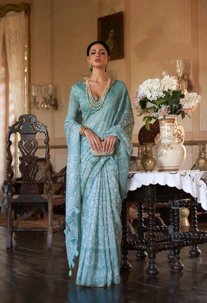 Soft Mul Cotton Batik Print Tiny Border Saree