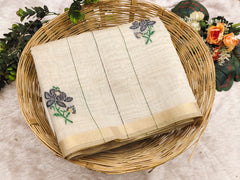 Soft Muga Cotton Saree with Resham Pallu