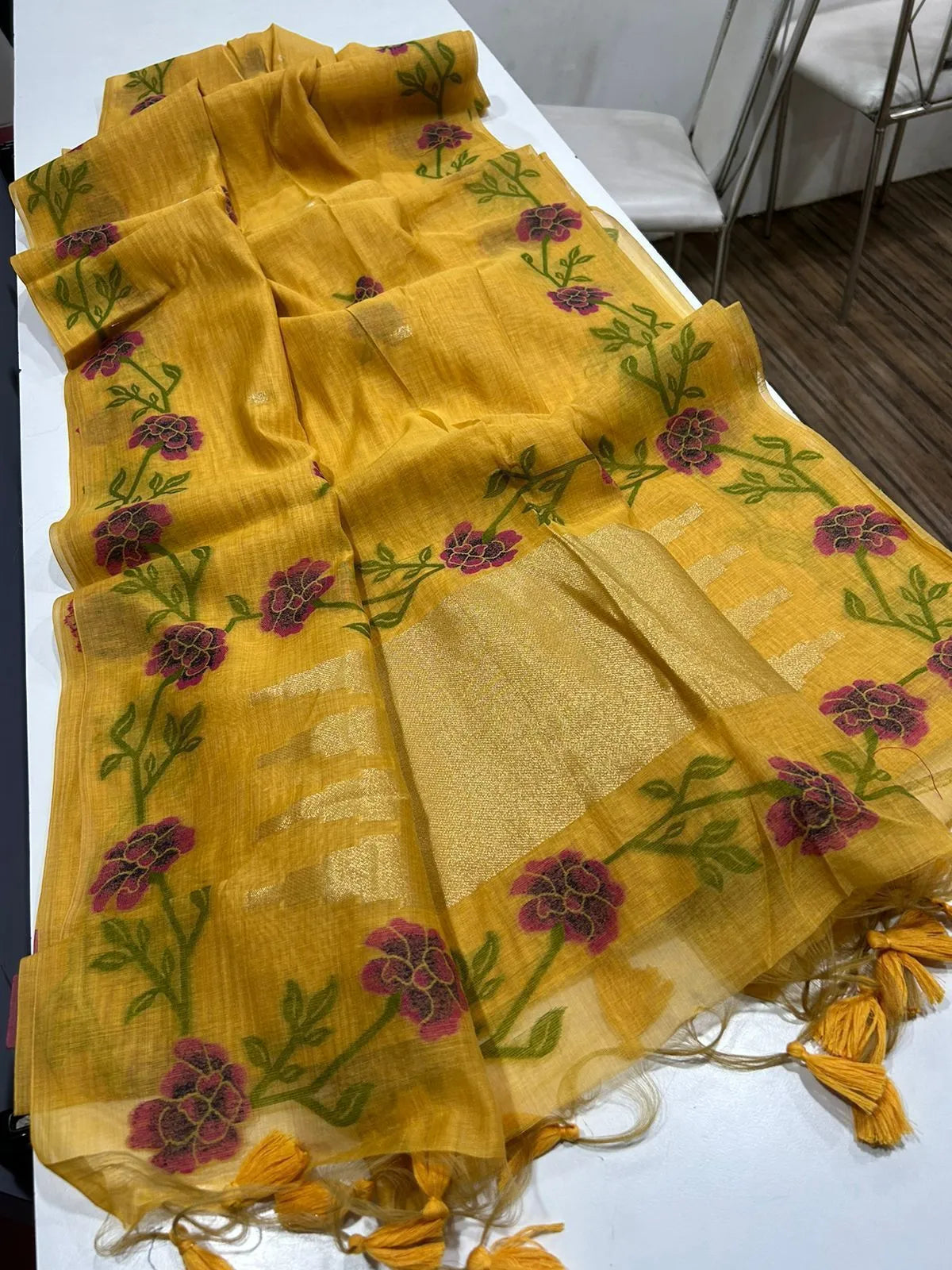 Premium Soft Muga Silk Jamdani Saree