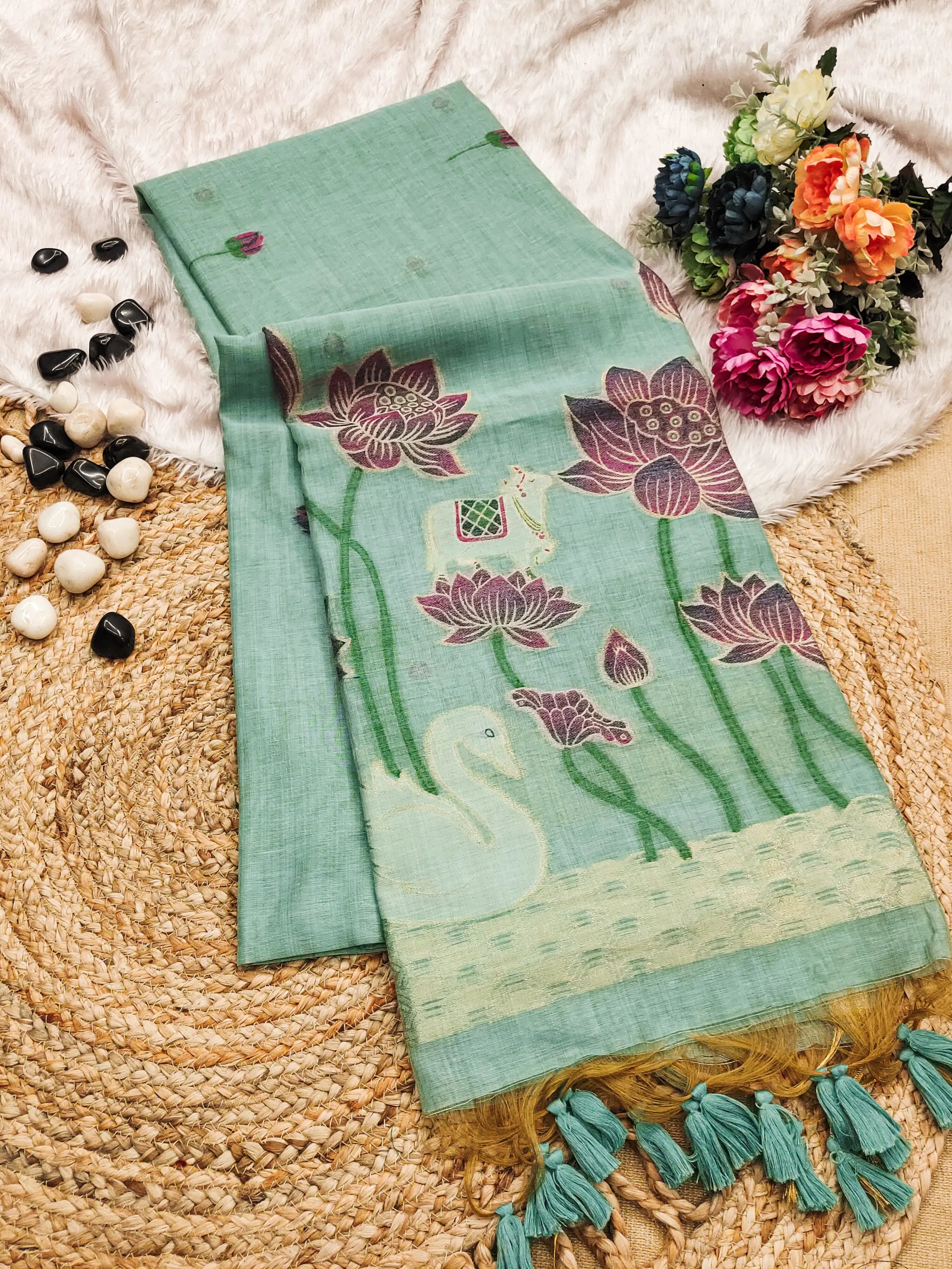 Soft Muga Cotton Colorful Reshami Weaving Saree