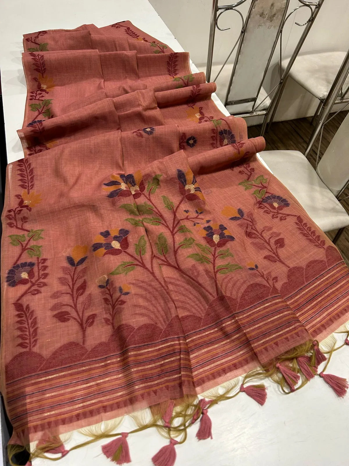 Soft Muga Cotton Jamdani Concept Saree