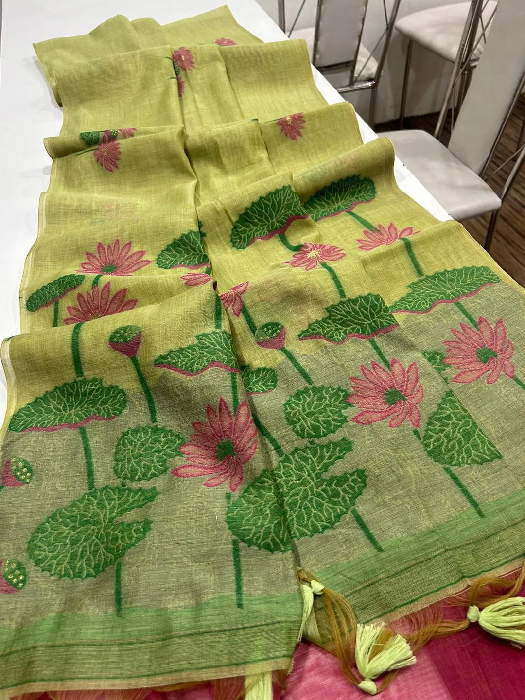 Premium Soft Pichwai Pallu Muga Cotton Saree