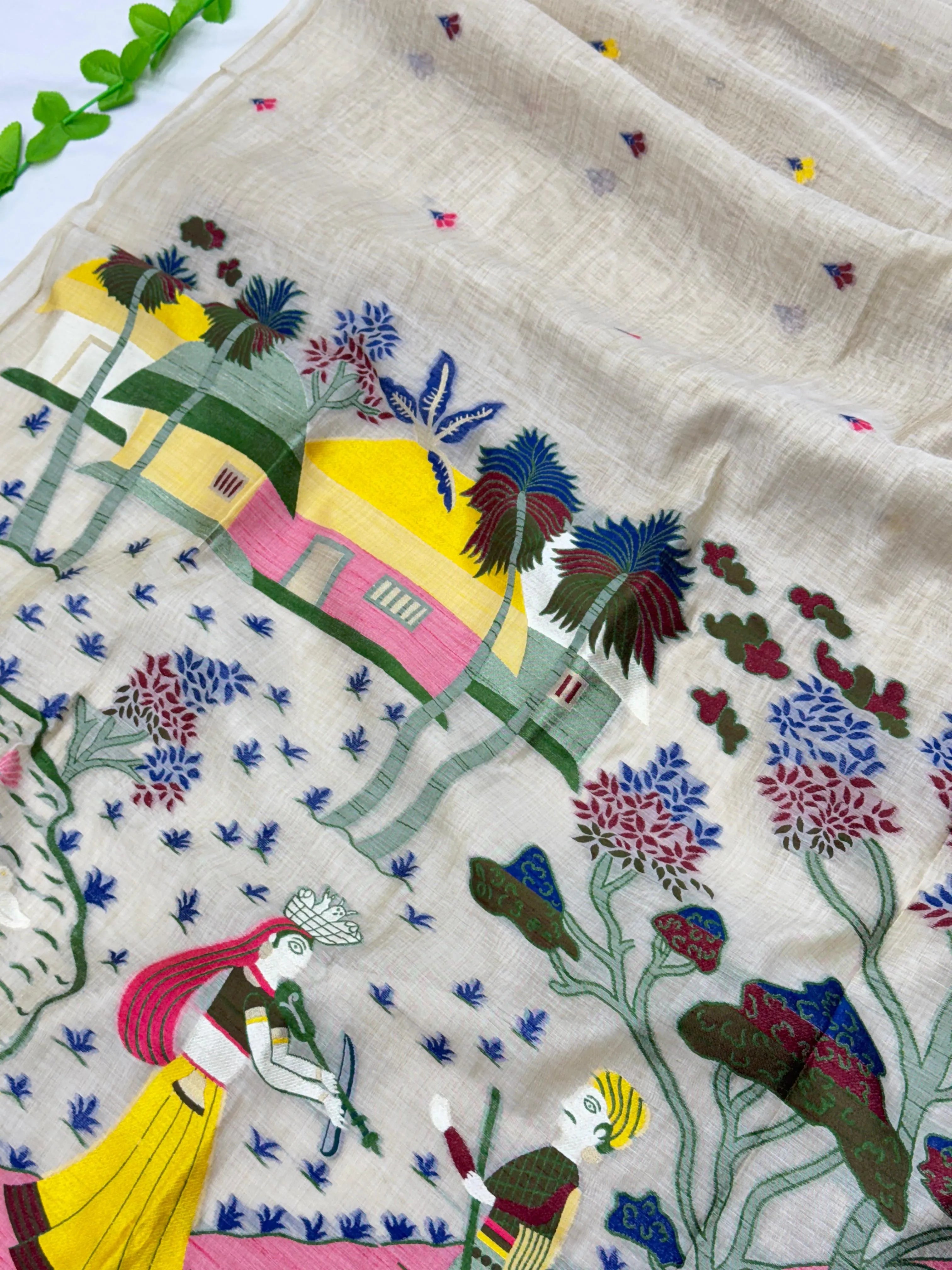 Premium Soft Muga Cotton Jamdani Saree