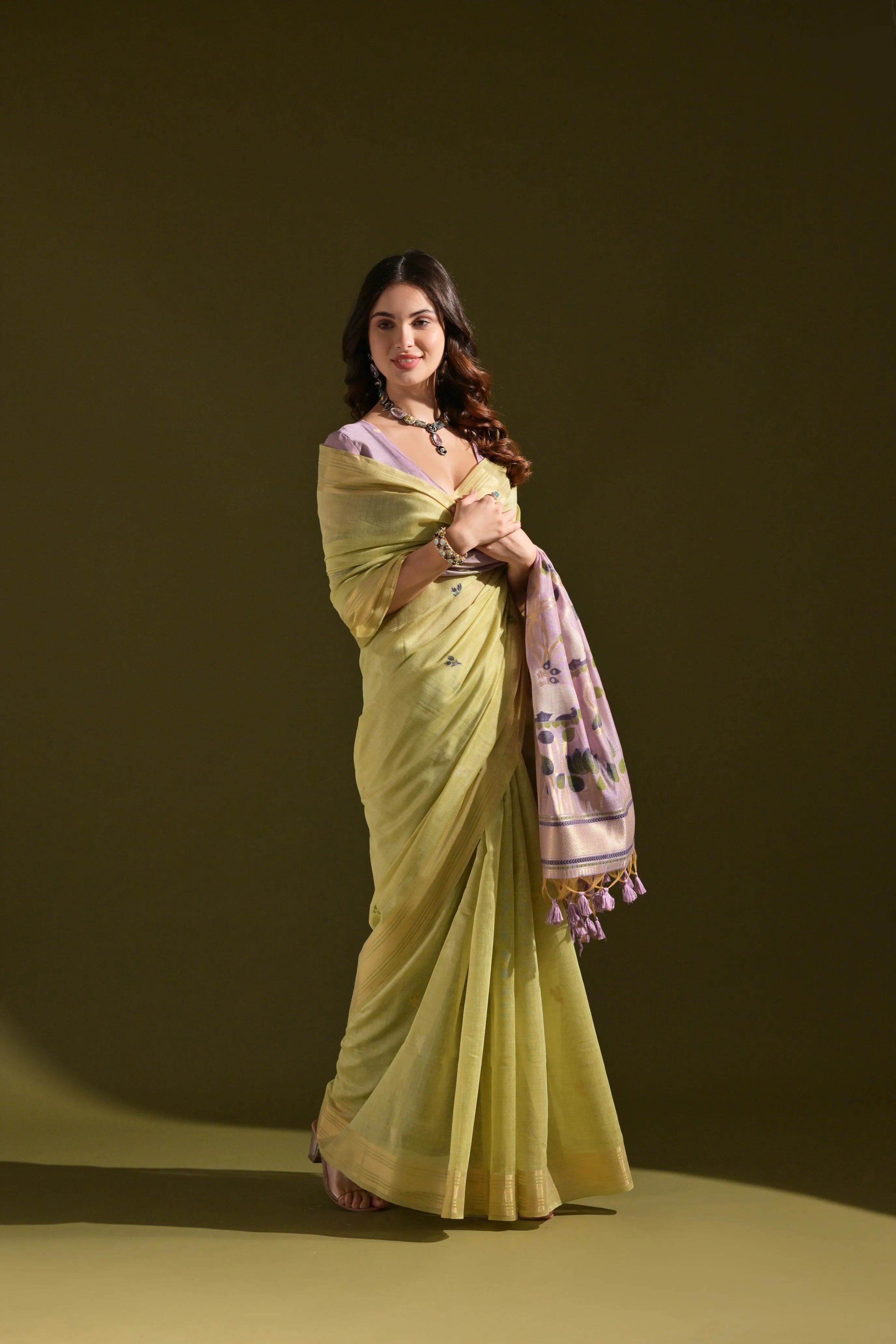 Traditional Pichwai Weave Muga Cotton Saree