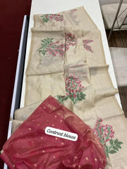 Floral Weave Muga Cotton Saree