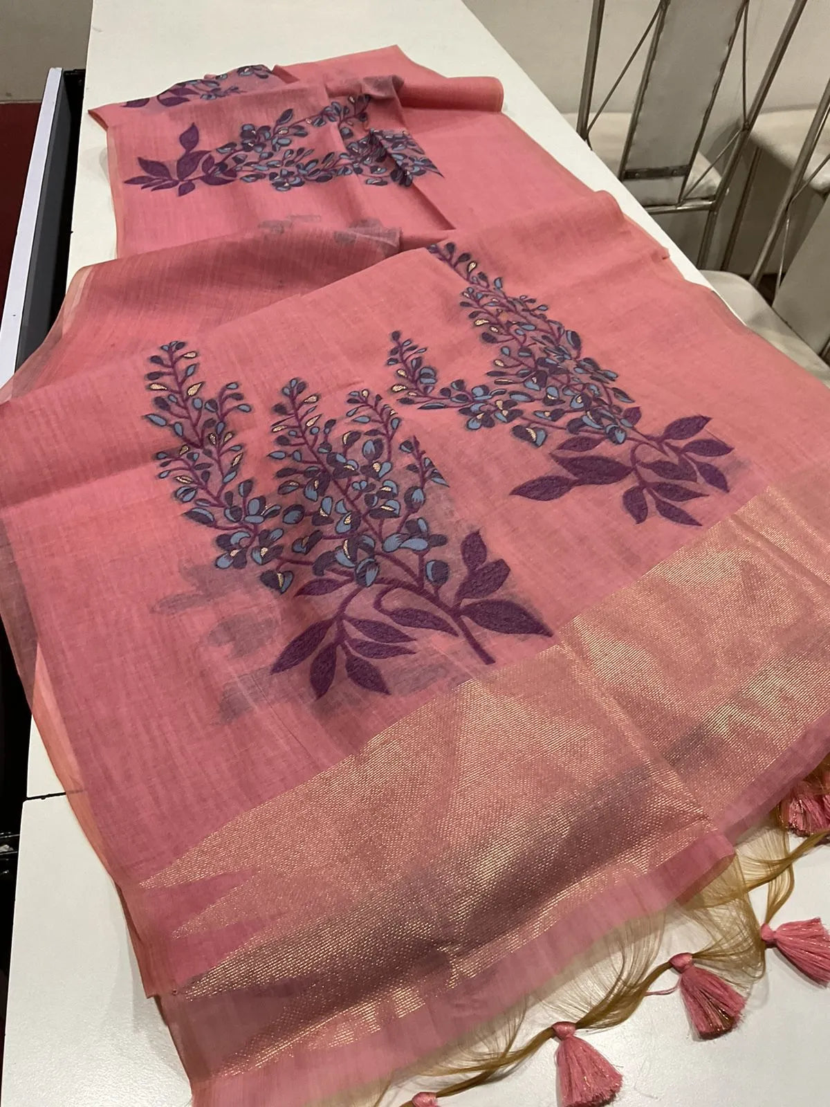 Classic Muga Cotton Floral Saree