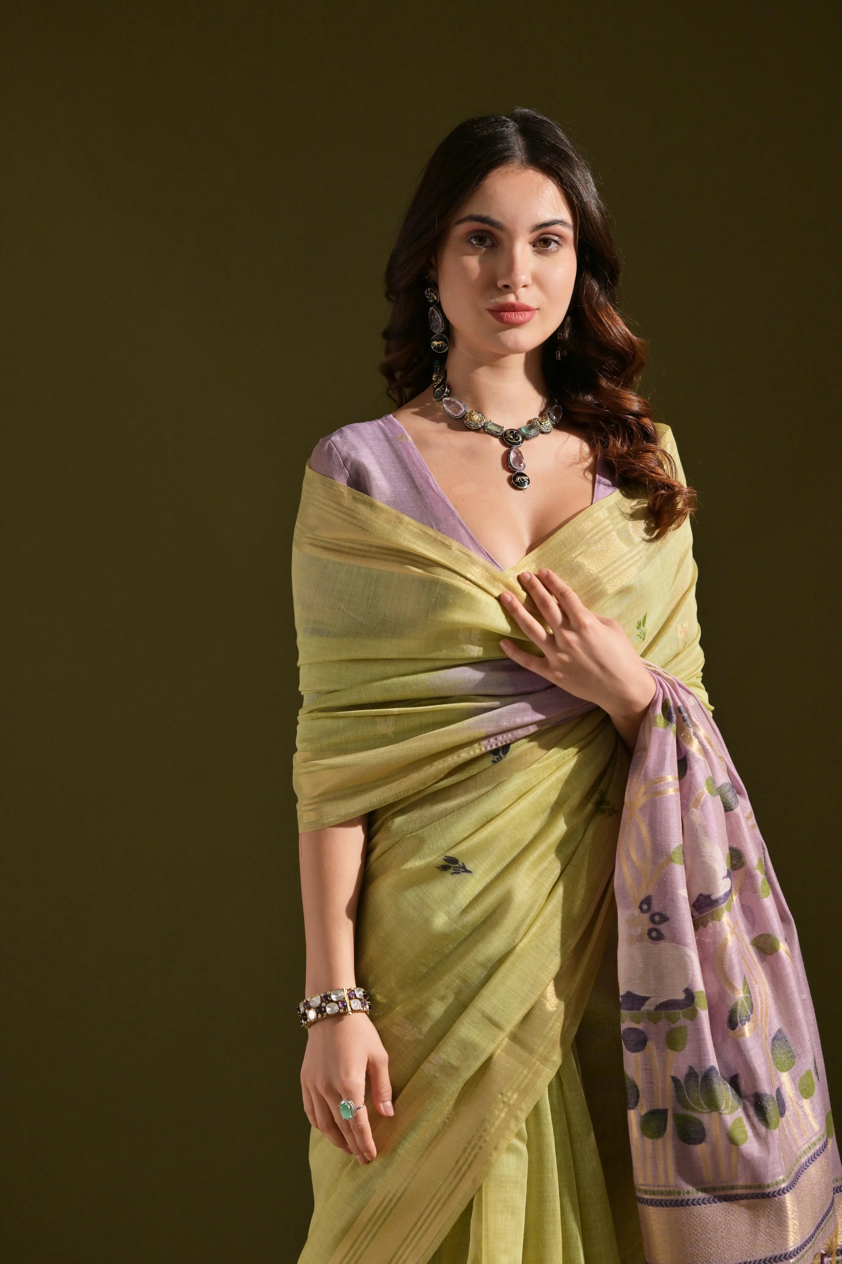 Traditional Pichwai Weave Muga Cotton Saree