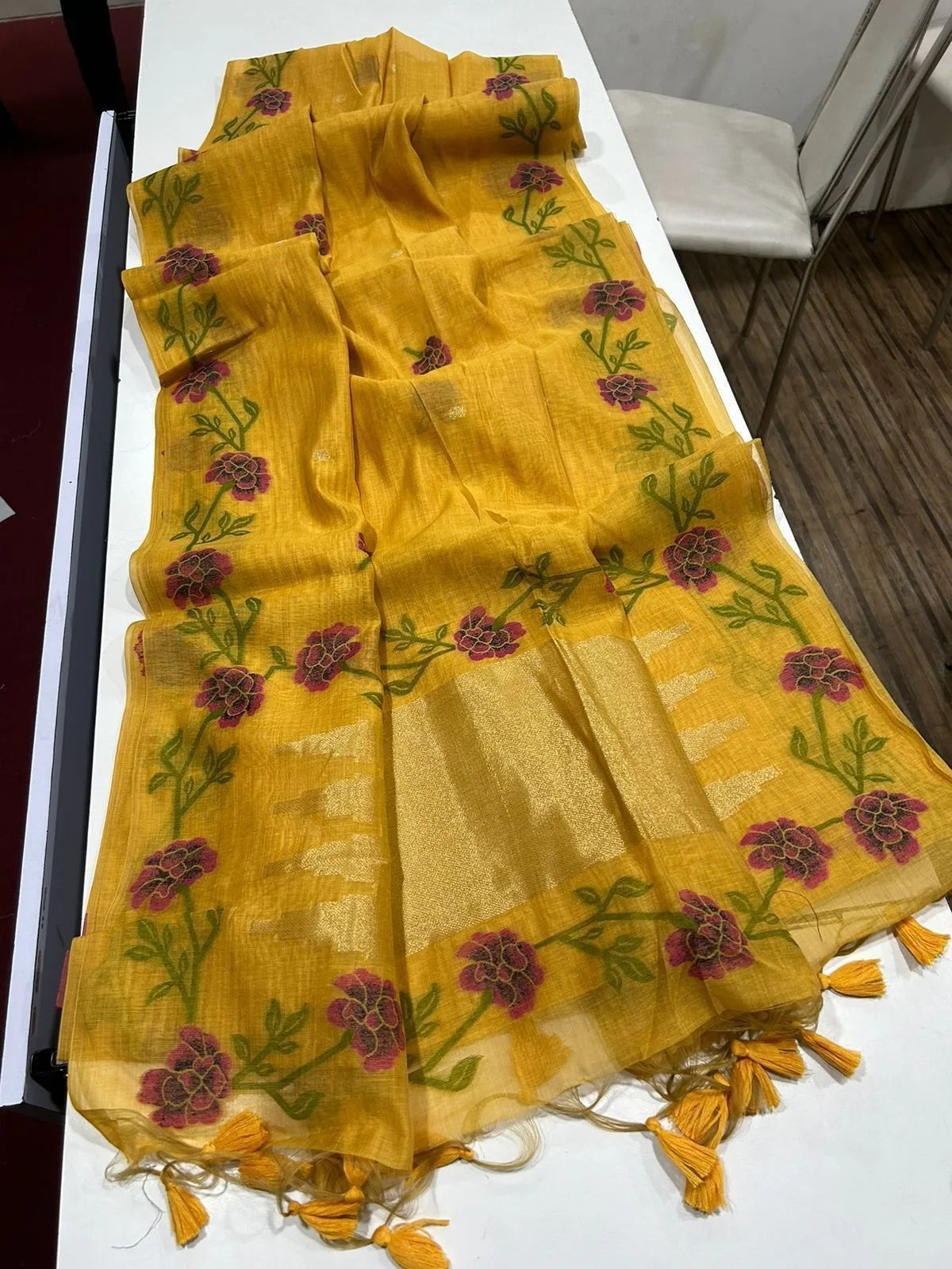 Premium Soft Muga Silk Jamdani Saree