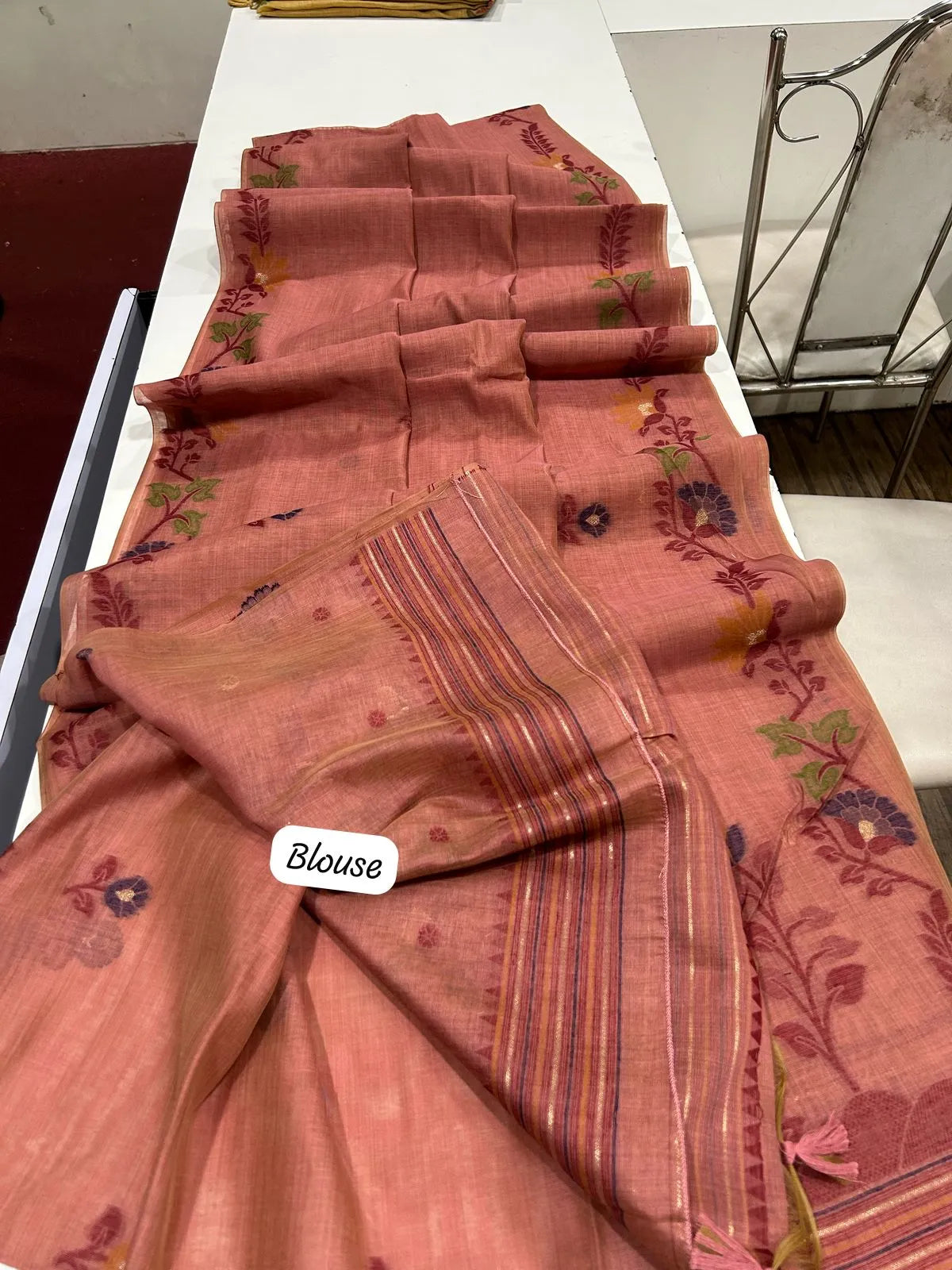 Soft Muga Cotton Jamdani Concept Saree