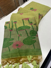 Premium Soft Pichwai Pallu Muga Cotton Saree