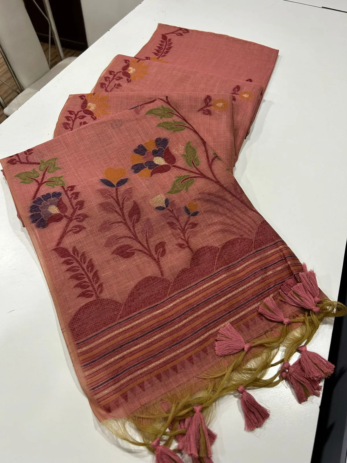 Soft Muga Cotton Jamdani Concept Saree