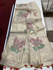 Floral Weave Muga Cotton Saree
