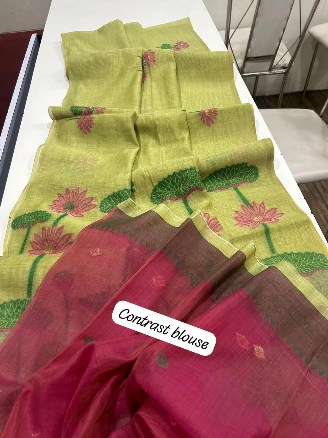 Premium Soft Pichwai Pallu Muga Cotton Saree