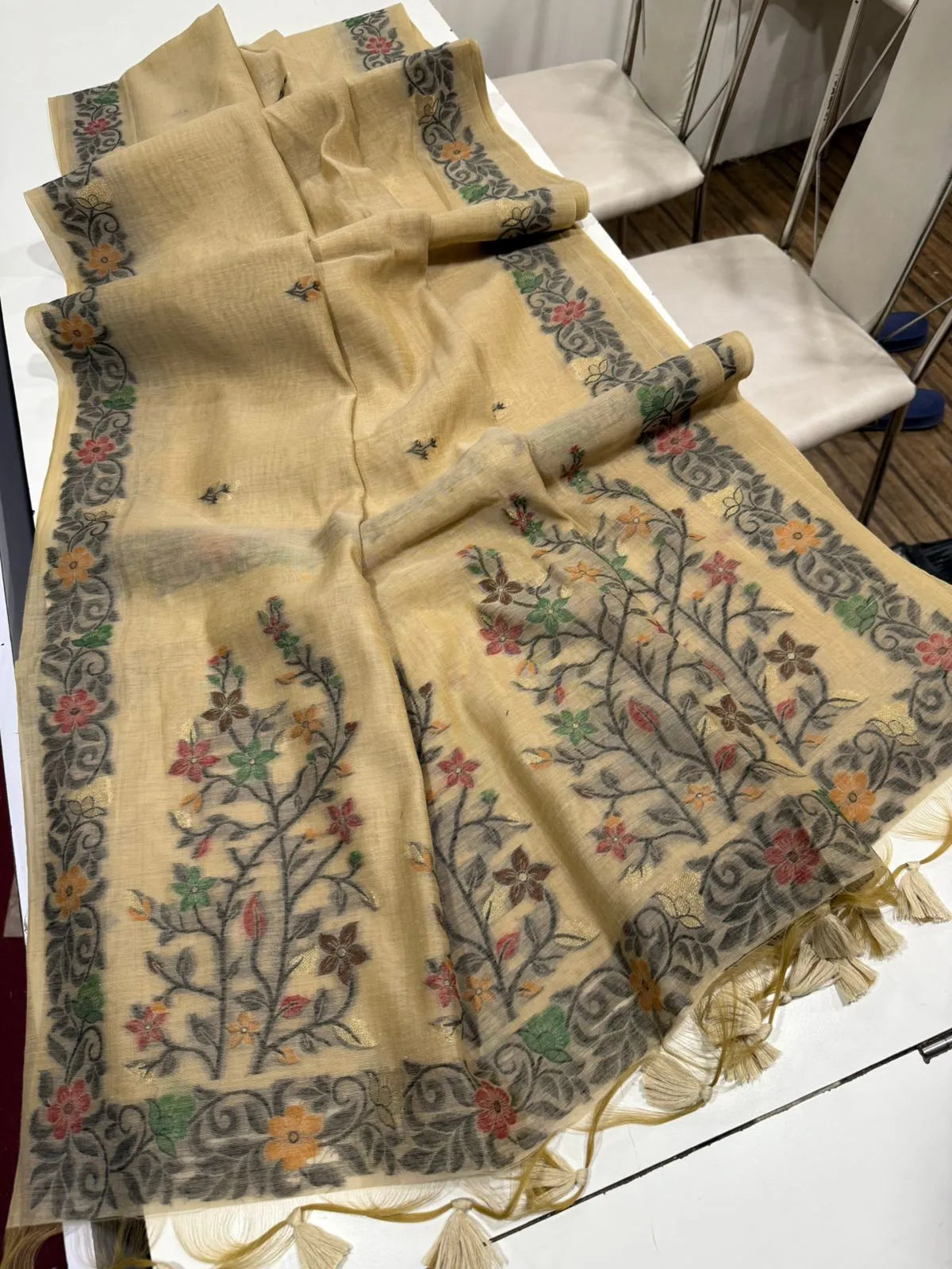 Soft Jamdani Muga Cotton Saree