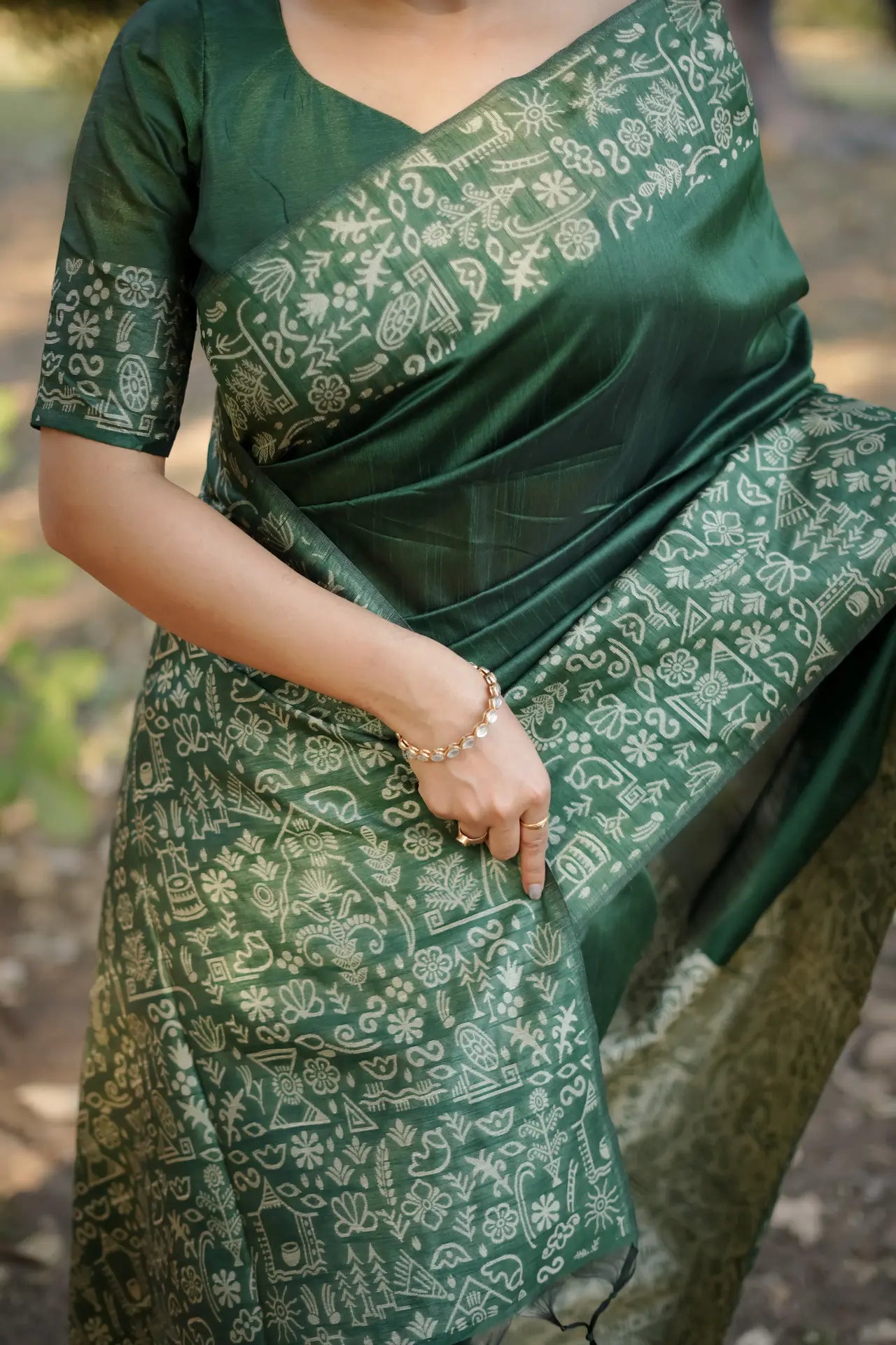 Handloom Tussar Silk Printed Saree