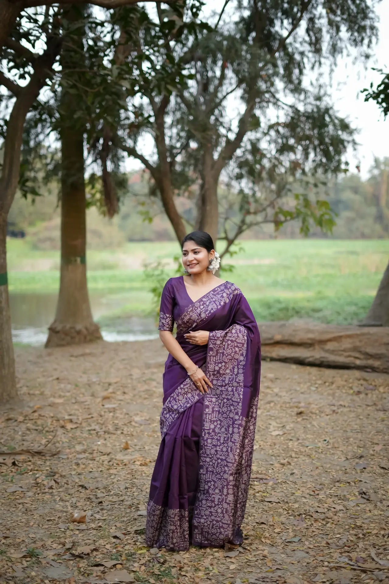 Handloom Tussar Silk Printed Saree