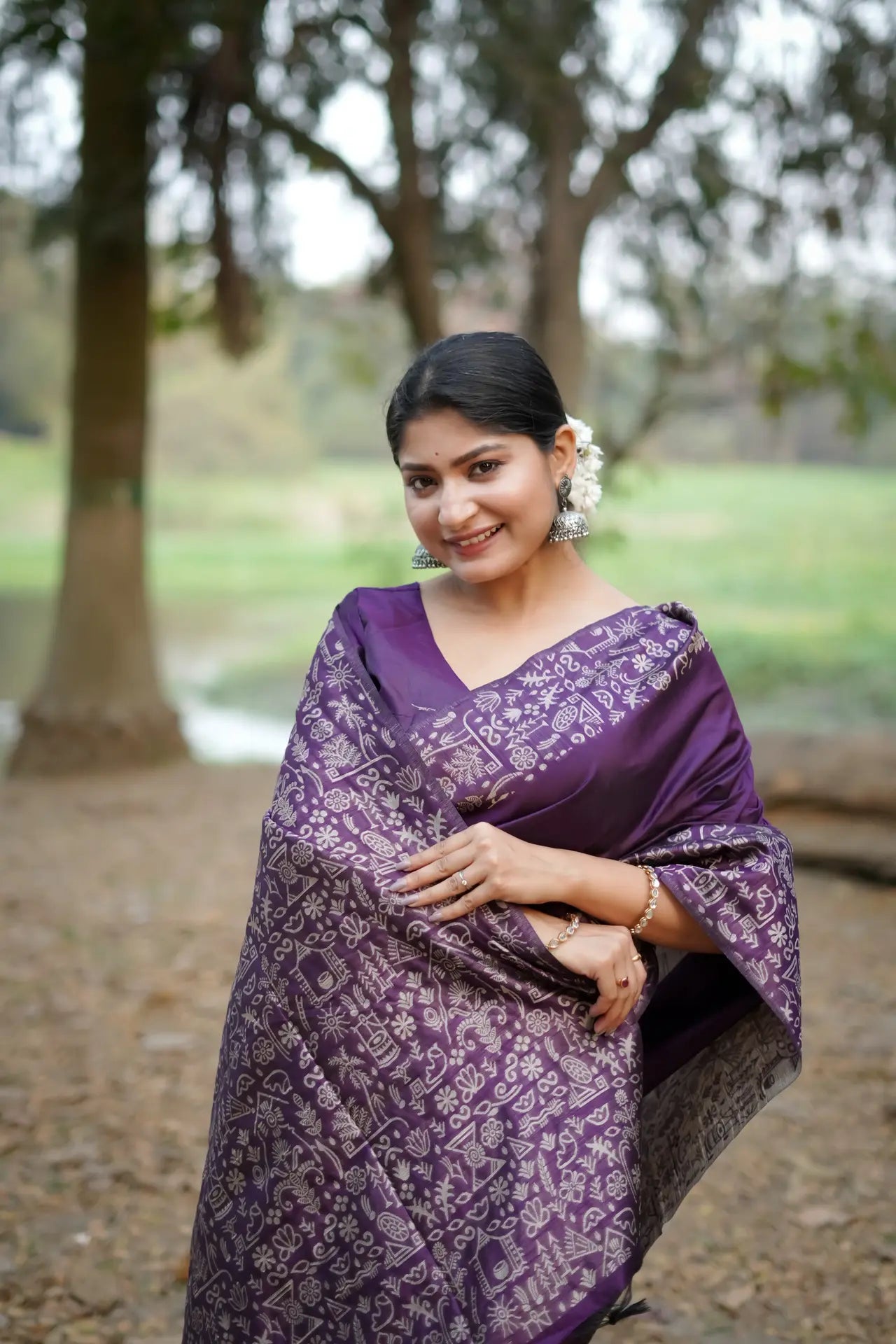 Handloom Tussar Silk Printed Saree
